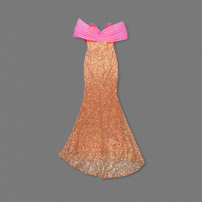 Bardot Sequin Maxi Dress Orange Hot Pink HV1497