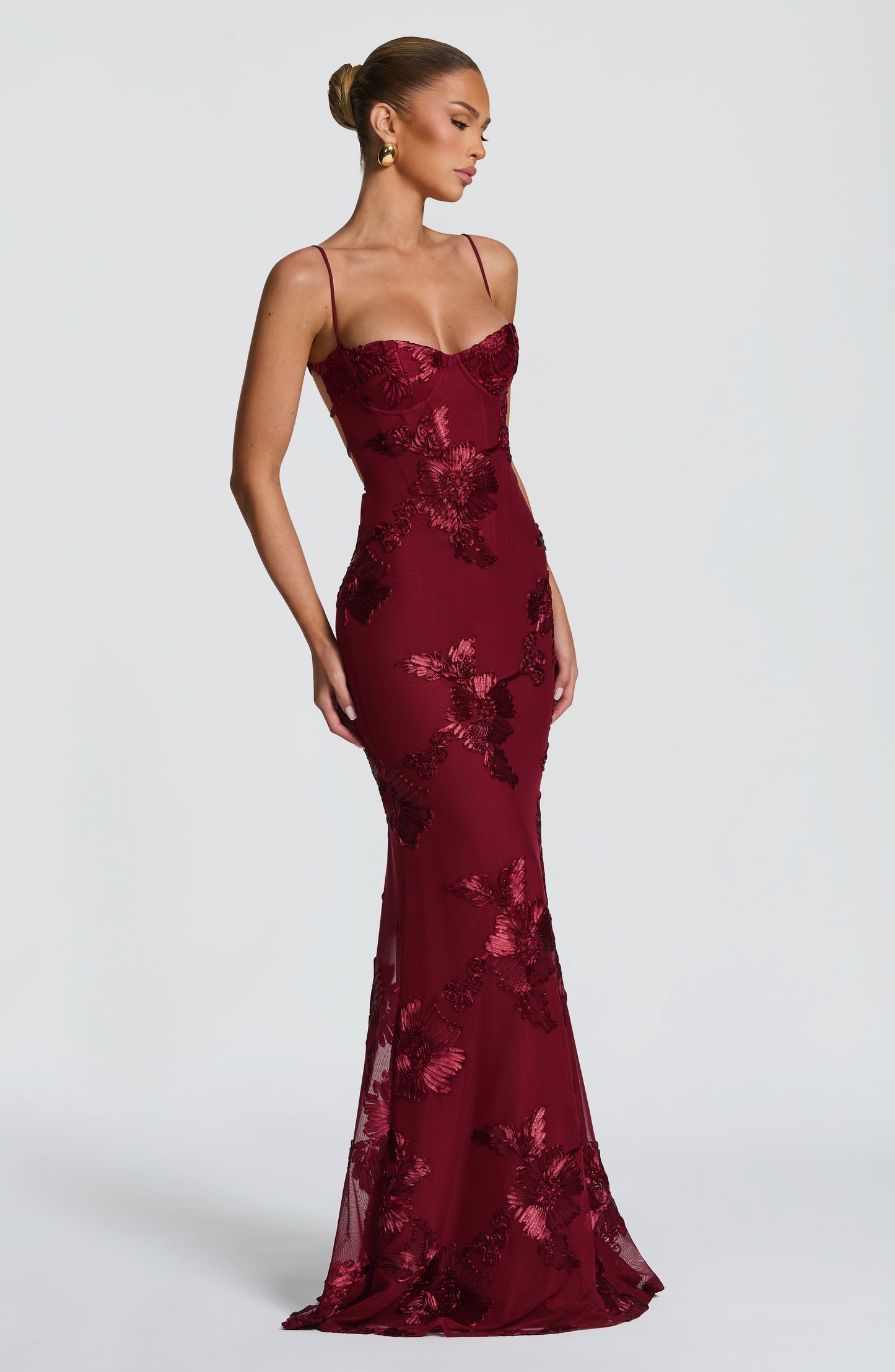 Halter Floral Strappy Backless Maxi Dress Red HV2963