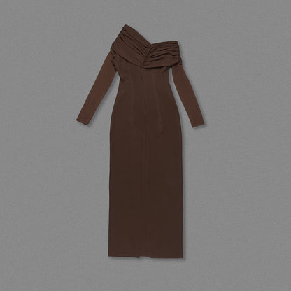 Long Sleeve Draped Detail Maxi Dress HV0057