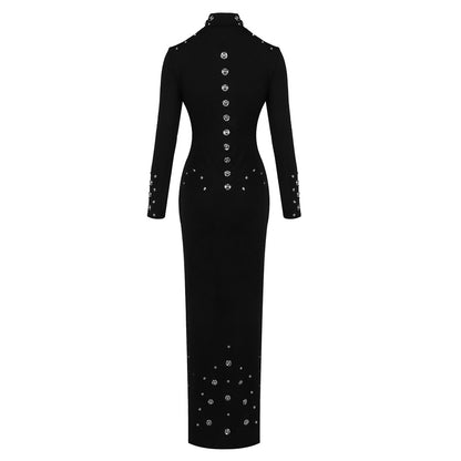 Long Sleeve Studded Maxi Dress White HV2621