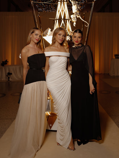 Bardot Draped Mesh Insert Maxi Dress White HV0056