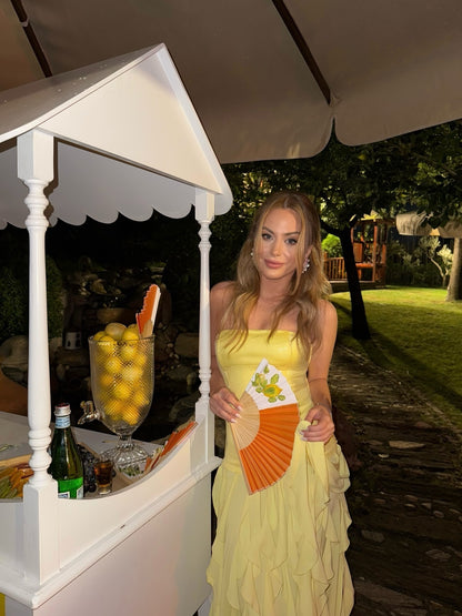 Strapless Sequin Ruffle Maxi Dress Yellow HV0047