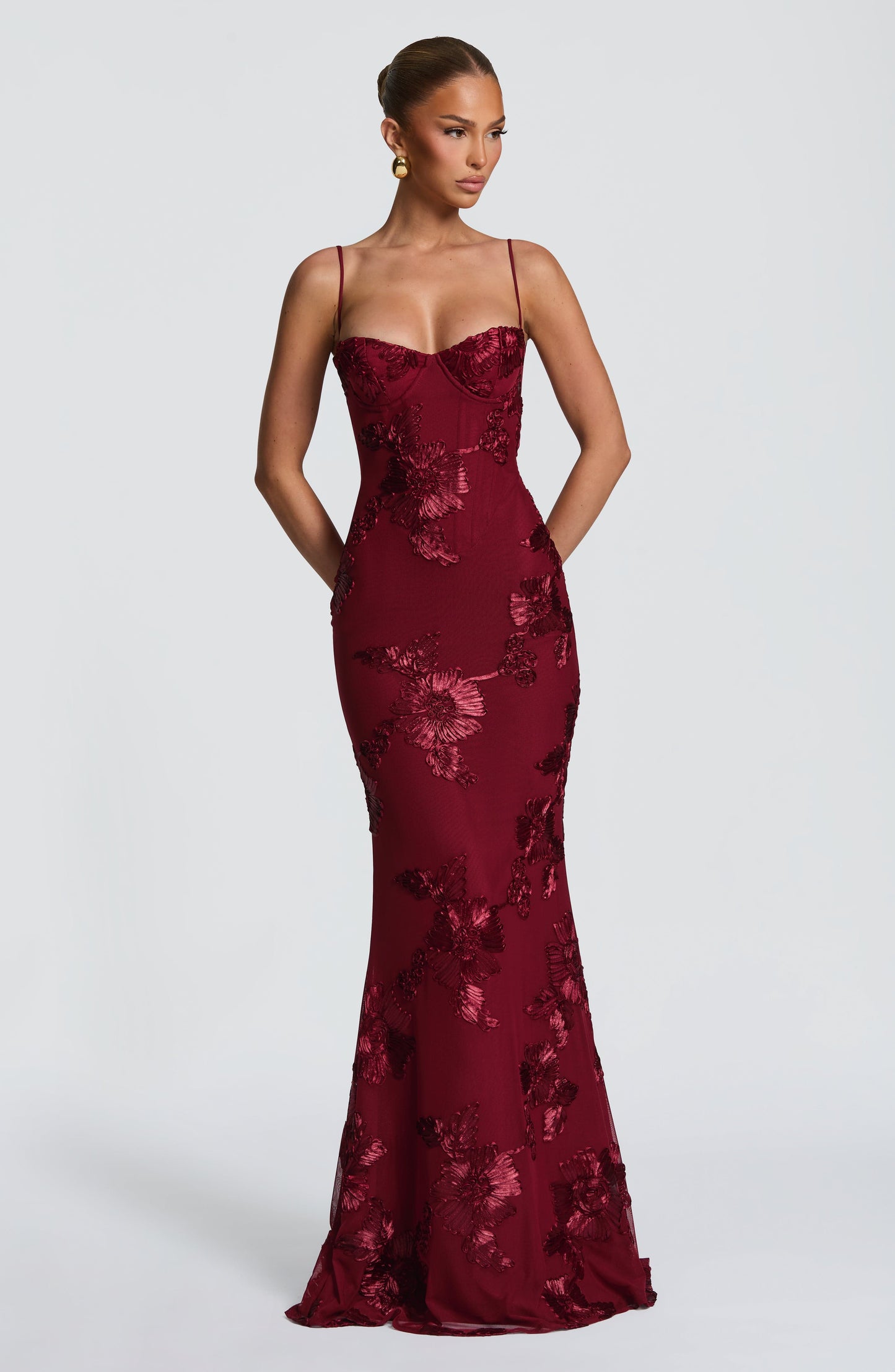 Halter Floral Strappy Backless Maxi Dress Red HV2963