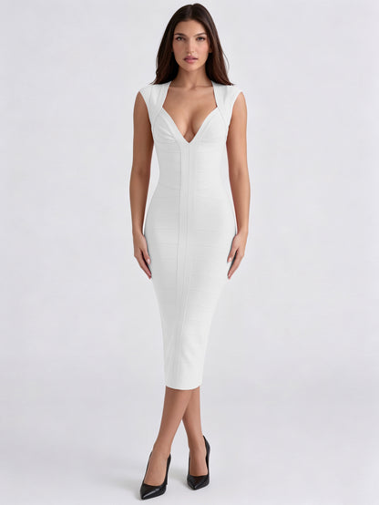 Sweetheart Neckline Midi Dress HV3164