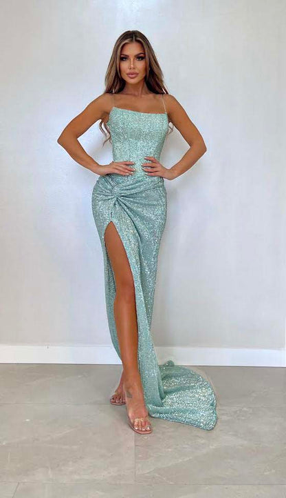 Sequin Corset Maxi Dress Green HV2071