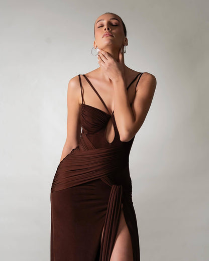 Draped Maxi Dress Brown HV2647