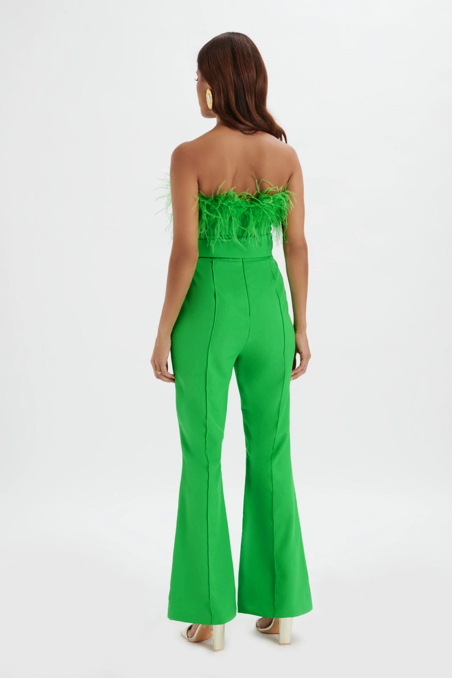 Strapless Feather Jumpsuit Green HV0009