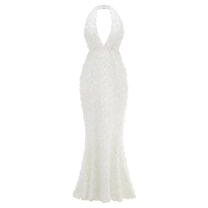 Halter Floral Maxi Dress White