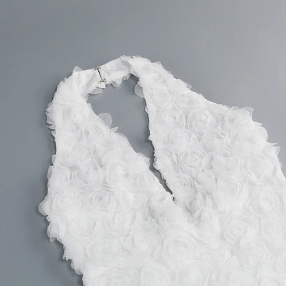 Halter Floral Maxi Dress White