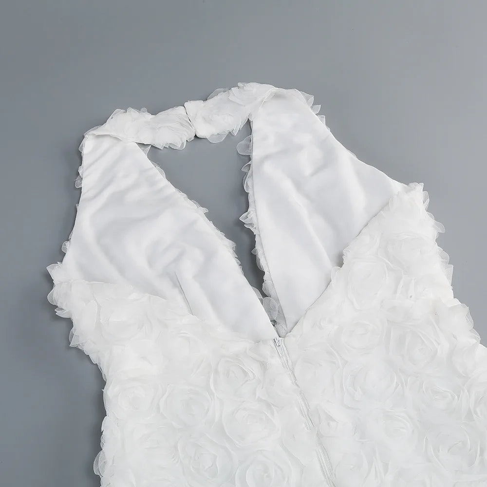 Halter Floral Maxi Dress White
