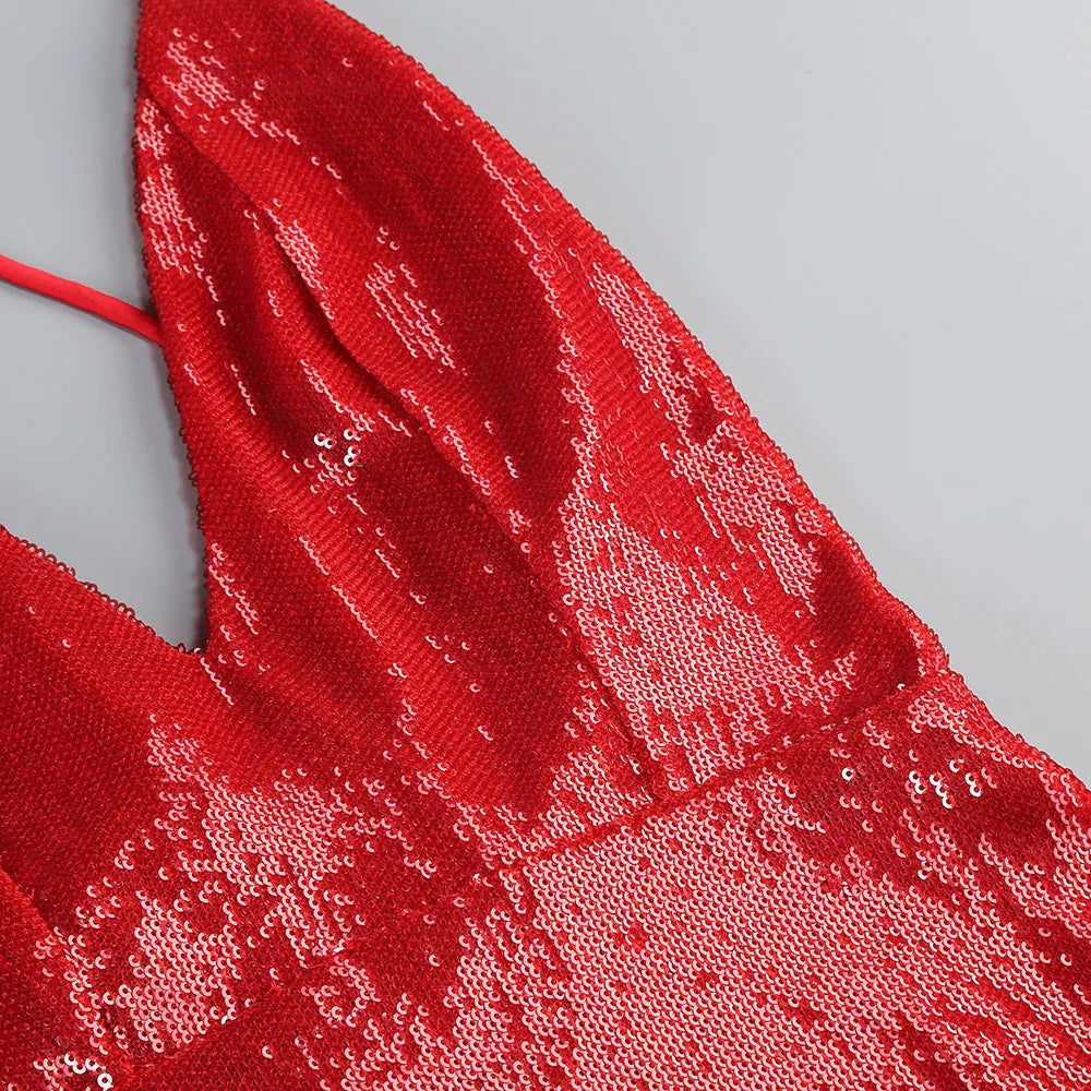 Sequin Maxi Dress Red