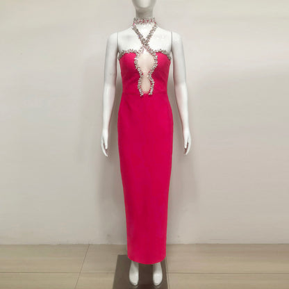Halter Crystal Maxi Dress