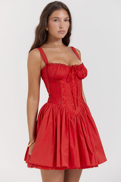 Lace Insert A Line Corset Dress HV3048