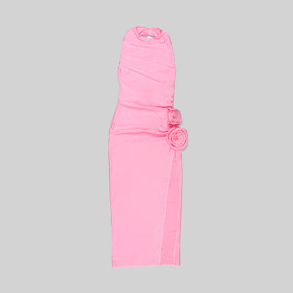 Halter Floral Midi Dress Pink HV9714