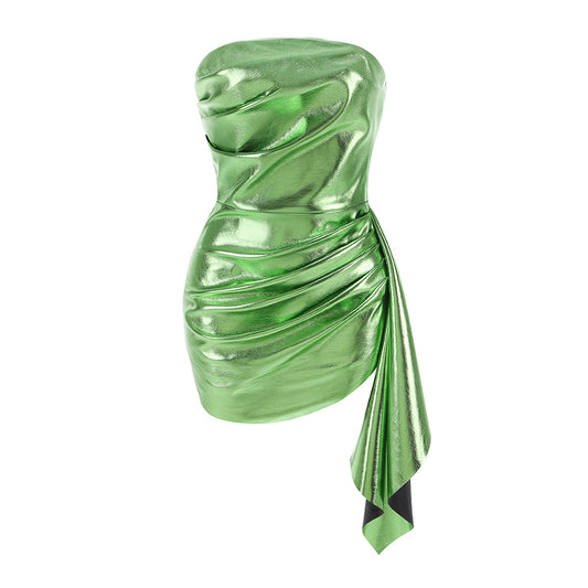Strapless Draped Dress Green HV2206