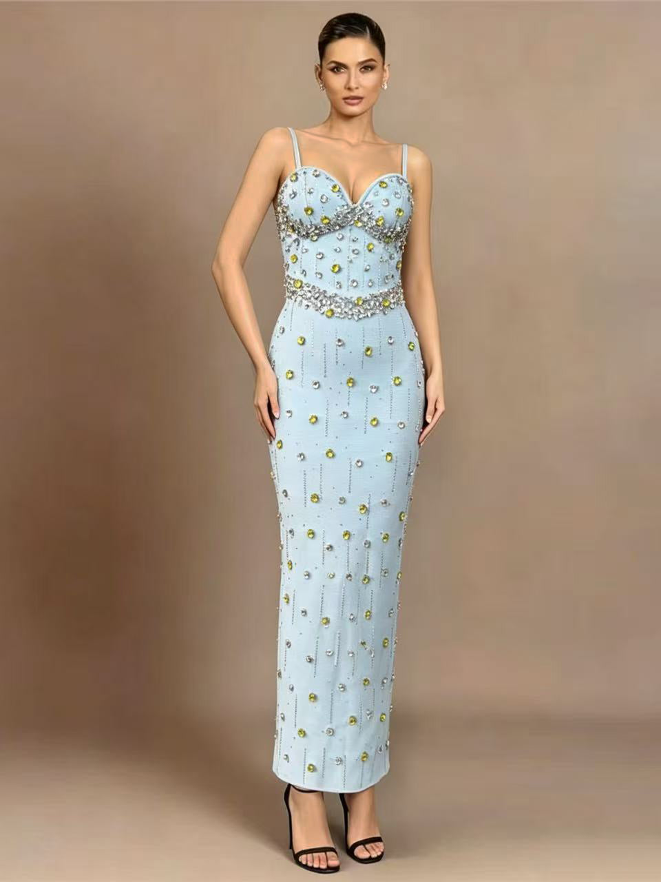 Crystal Embellished Bustier Maxi Dress HV2894