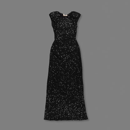 Sequin Backless Maxi Dress Black HV0067