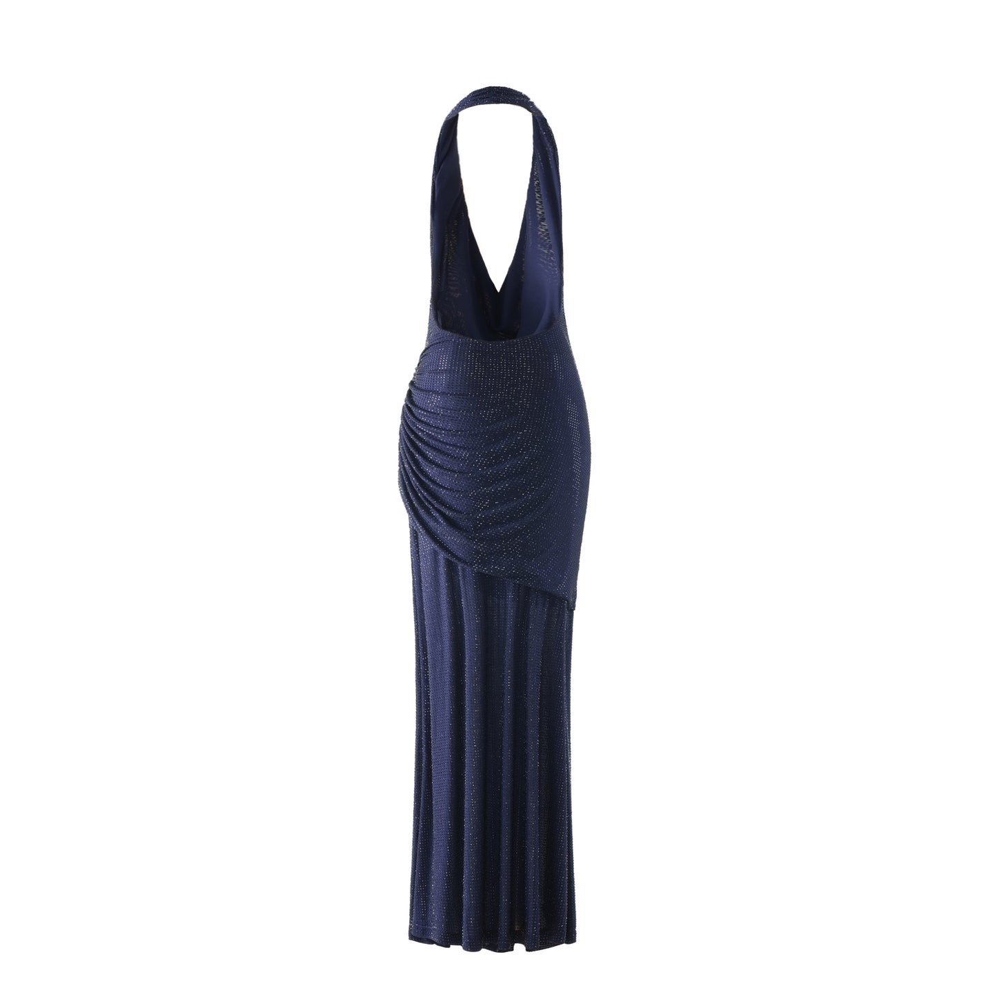 Halter Embellished Backless Maxi Dress Navy Blue HV3183