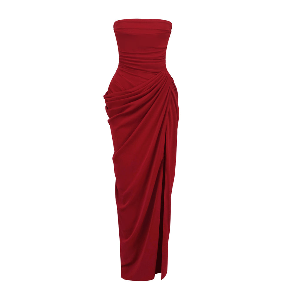 Strapless Draped Corset Maxi Dress HV0107
