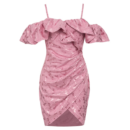 Ruffle Draped Dress Pink HV9689