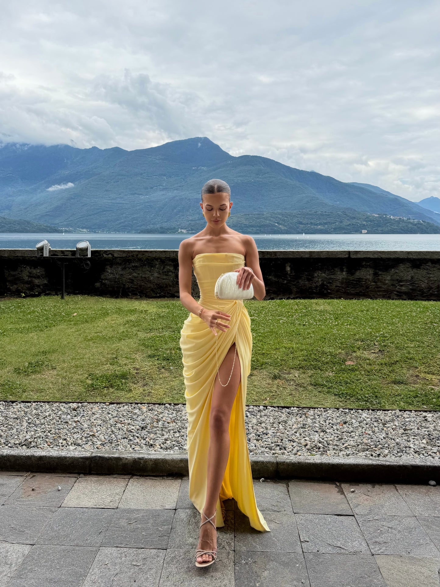 Strapless Draped Corset Maxi Dress HV0107