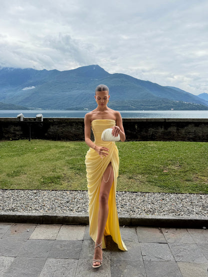 Strapless Draped Corset Maxi Dress HV0107