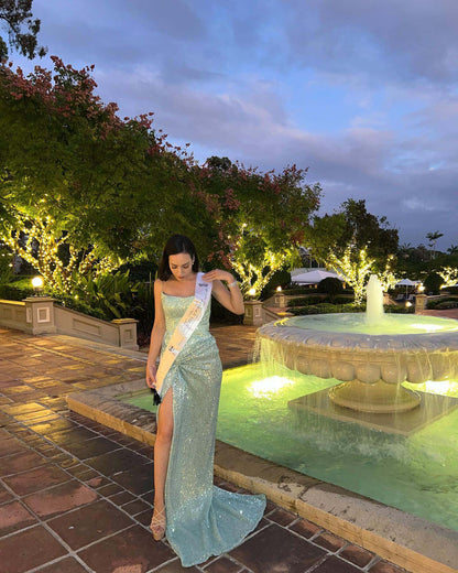 Sequin Corset Maxi Dress Green HV2071