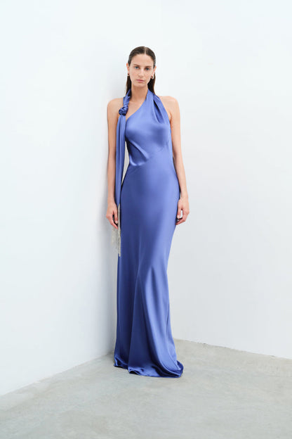 Halter Scarf Maxi Dress Blue HV2937