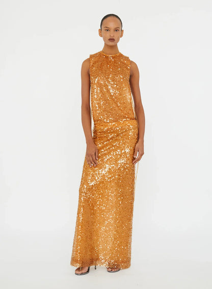 Sequin Maxi Dress Orange HV0014