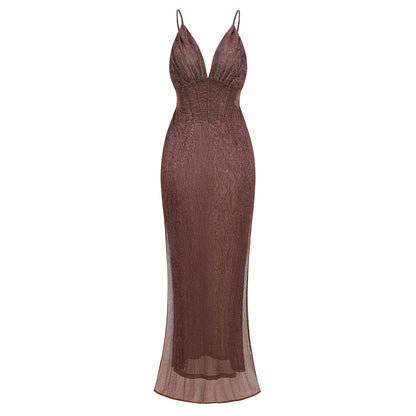 Structured Bustier Maxi Dress Brown HV3216