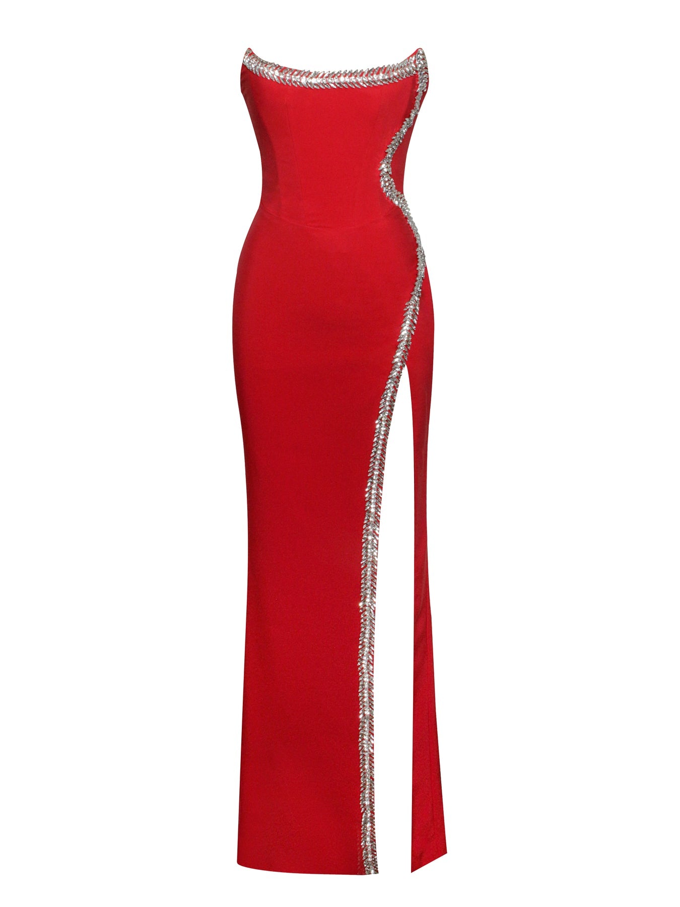 Crystal Strapless Maxi Dress Red HV1359