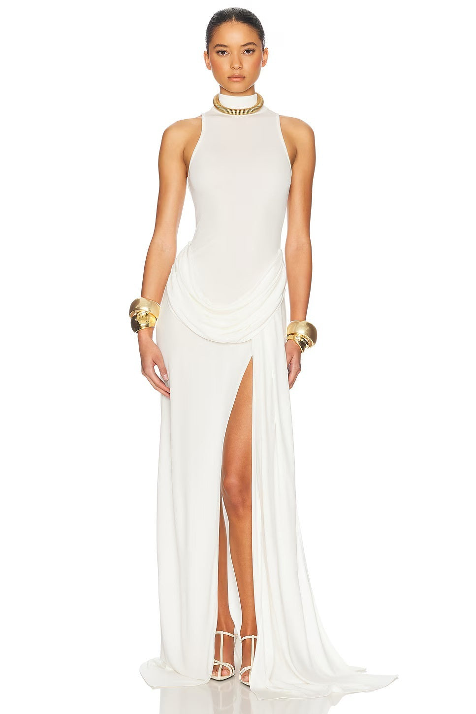 Draped Detail Maxi Dress White HV2650