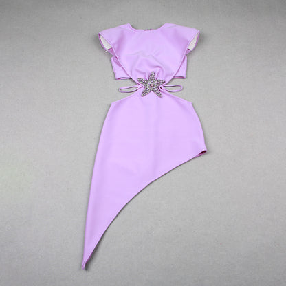 Star Detail Asymmetric Dress Lavender HV9901