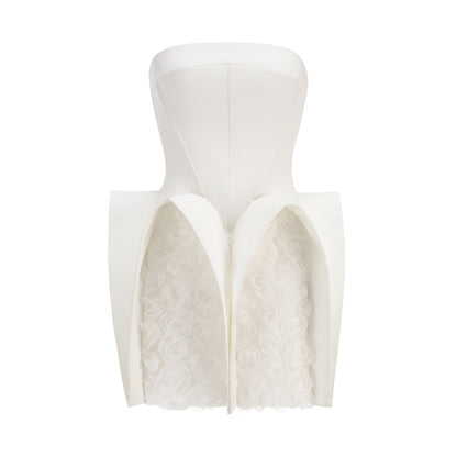 Strapless Puff Dress White