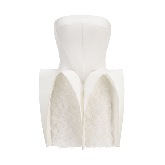 Strapless Puff Dress White
