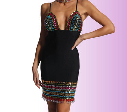 Embellished Bustier Dress Black HV1221