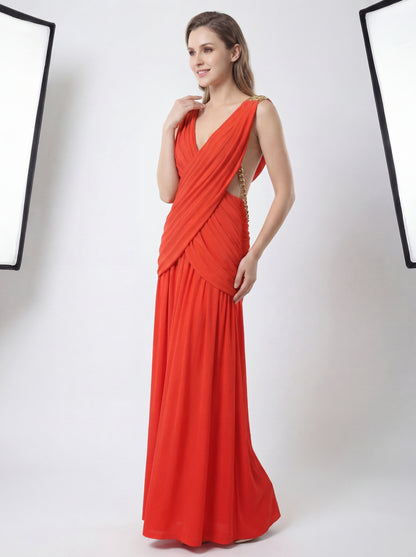 Draped Maxi Dress Orange HV2914