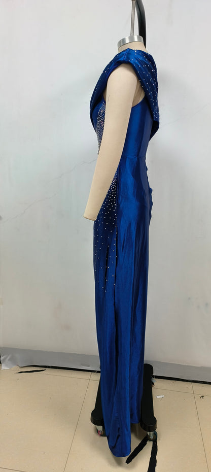 Studded Draped Maxi Dress Blue HV1636