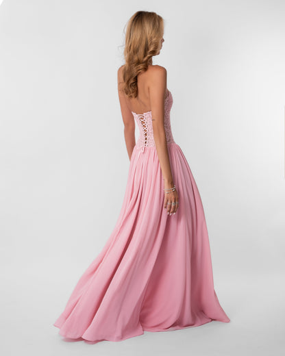 Halter Lace Corset A Line Maxi Dress HV0149