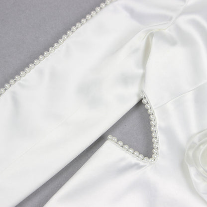 Long Sleeve Pearl Silk Suit White HV9953