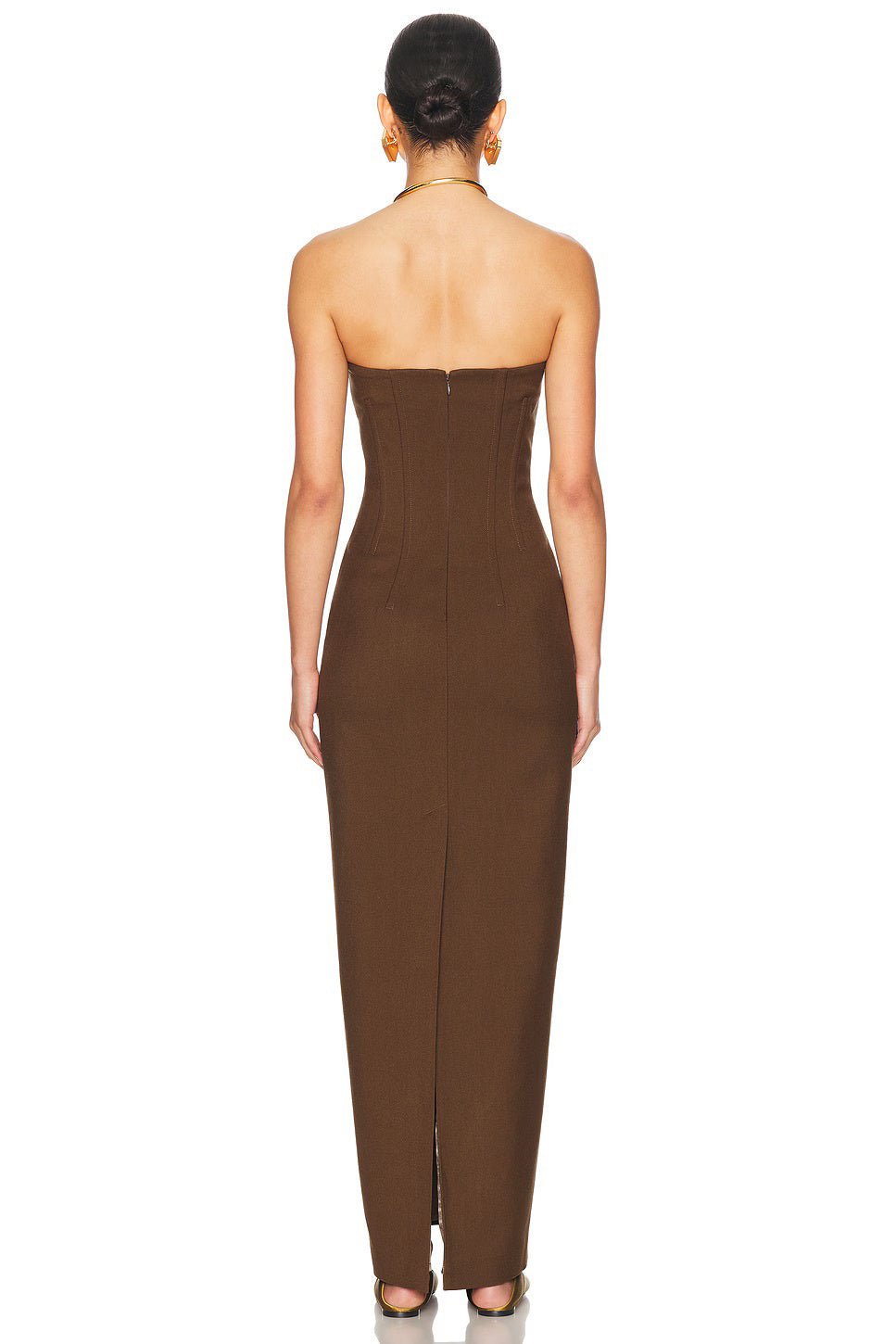Strapless Bustier Maxi Dress Brown HV2653