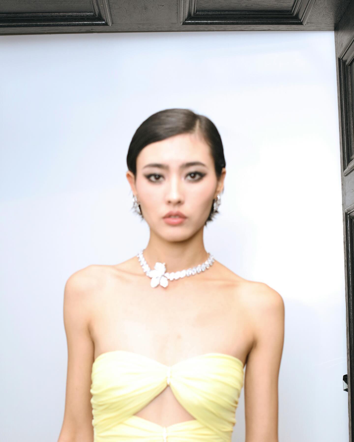 Strapless Ruched A Line Dress Yellow HV1651