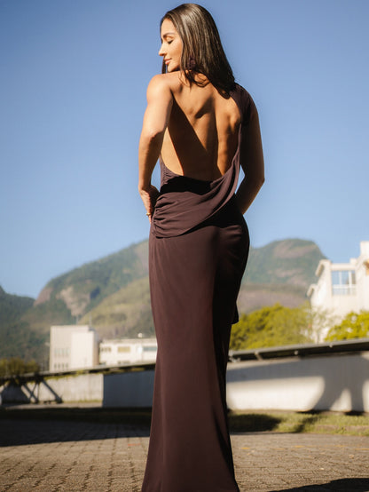 Draped Backless Maxi Dress HV0062
