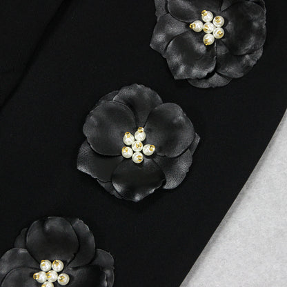 Long Sleeve Floral Detail Suit Black HV1329