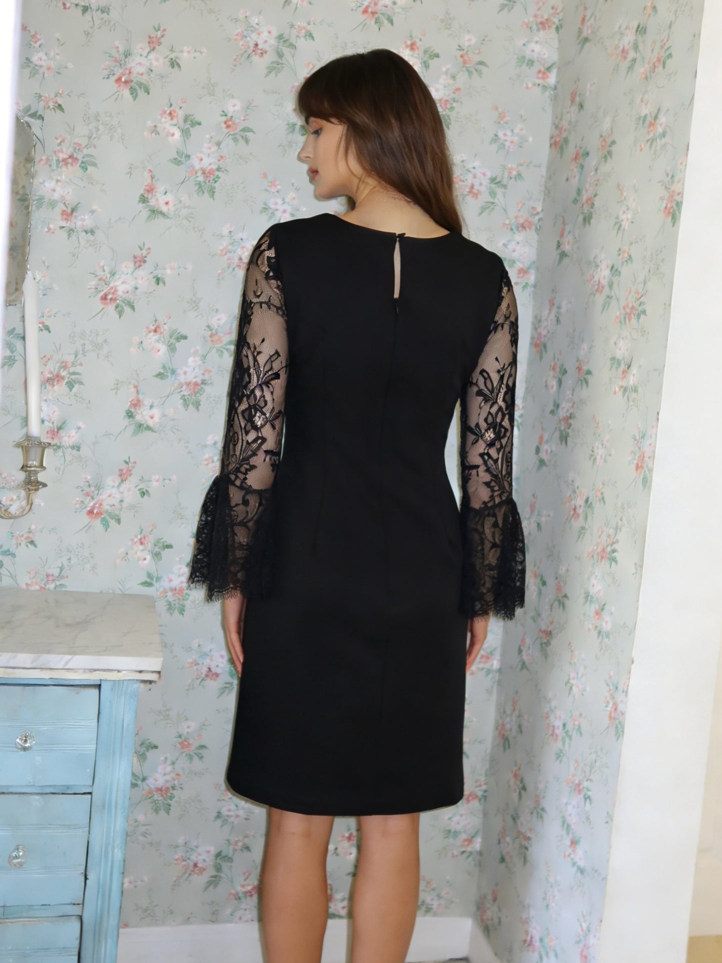 Lace Long Sleeve Dress Black HV2977