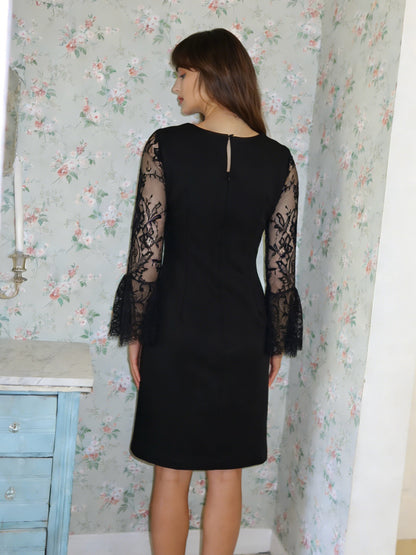 Lace Long Sleeve Dress Black HV2977