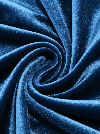 One Sleeve Maxi Velvet Dress Blue