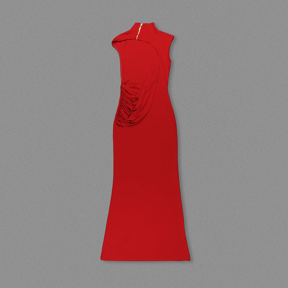 Draped Backless Maxi Dress Red HV0063