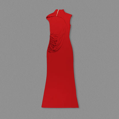 Draped Backless Maxi Dress Red HV0063