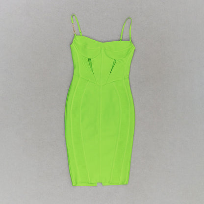 Bustier Ribbed Midi Dress Green HV9352